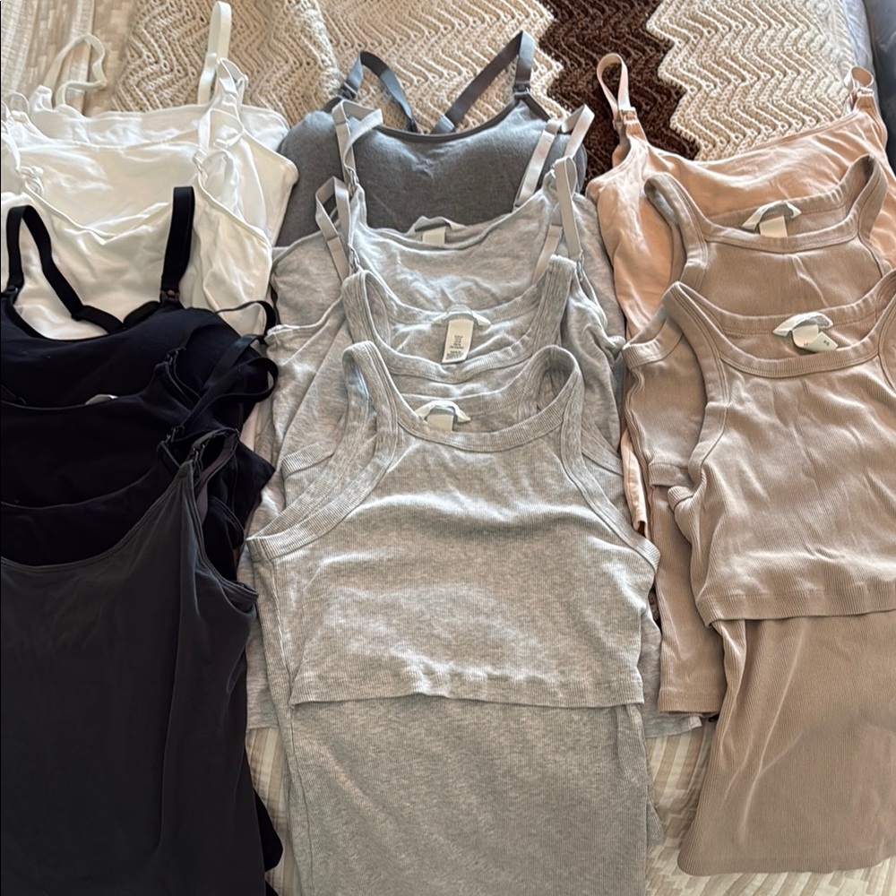 Assorted Nursing Tank Tops in Neutral Tones